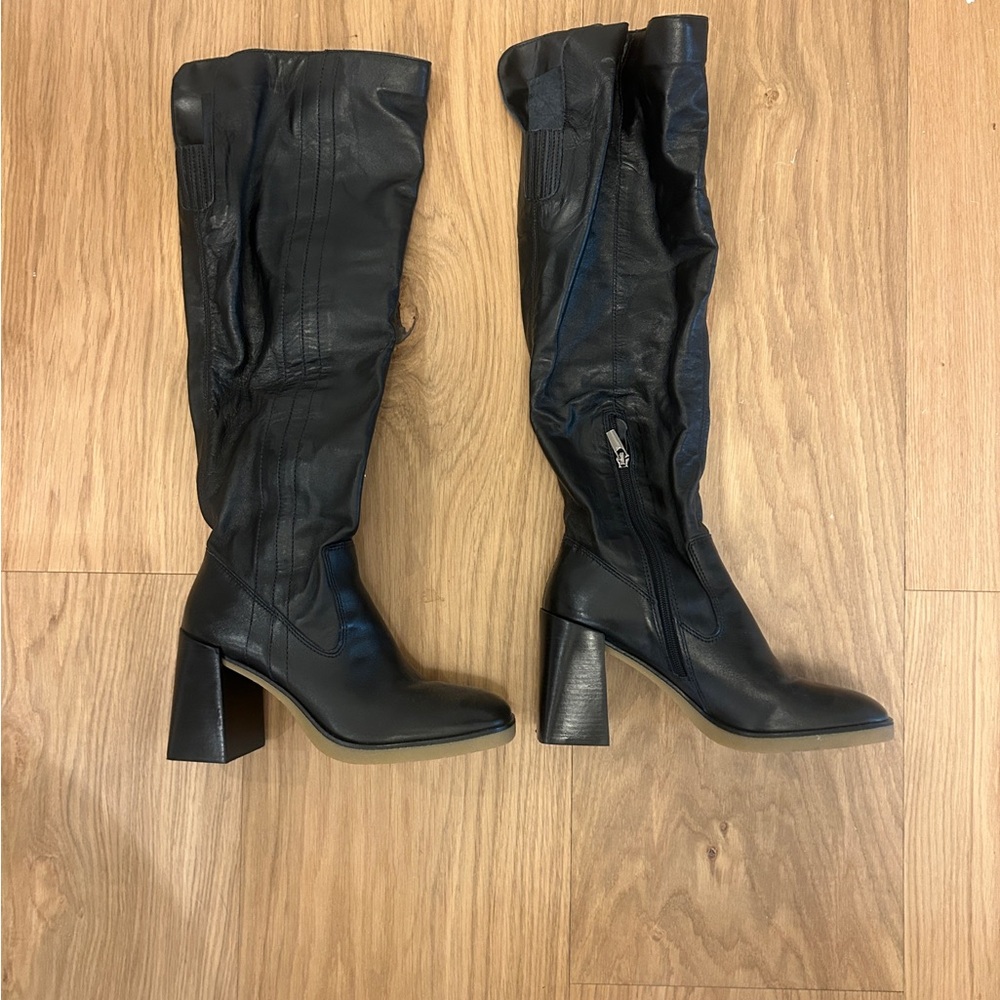 Vince Camuto Eyana 2 Black Knee-High Block Heel Boots